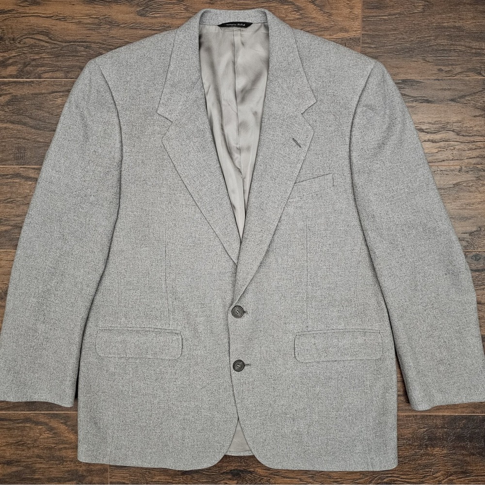 Neiman Marcus Mens Lined Cashmere Two Button Blazer Sport Coat Jacket Light Gray